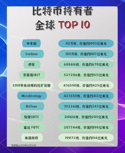 比特币持有排名：比特币持有排名前十