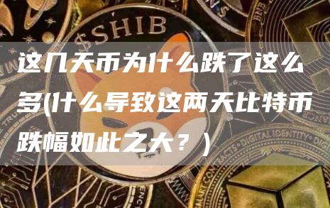 这几天币为什么跌了这么多 - 什么导致这两天比特币跌幅如此之大?