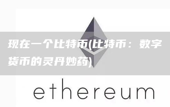 现在一个比特币 - 比特币:数字货币的灵丹妙药